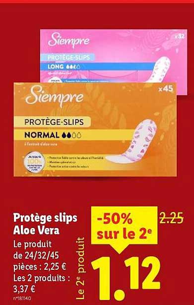 Protège slips Aloe Vera
