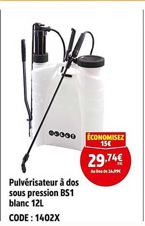 Pulvérisateur à dos sous pression BS1 blanc 12L