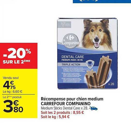 Récompense pour chien medium CARREFOUR COMPANINO