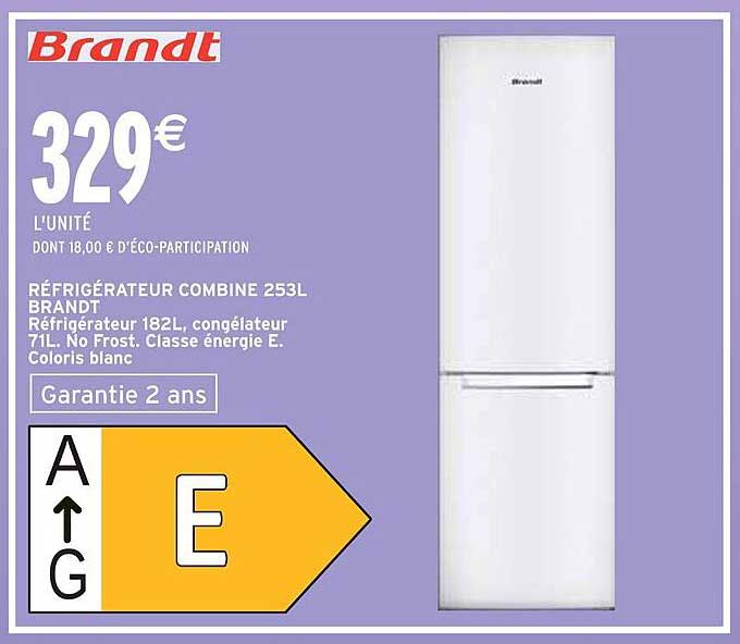 RÉFRIGÉRATEUR COMBINE 253L BRANDT