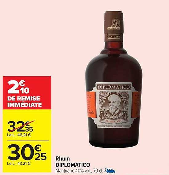 Rhum DIPLOMATICO Mantuano 40% vol., 70 cl