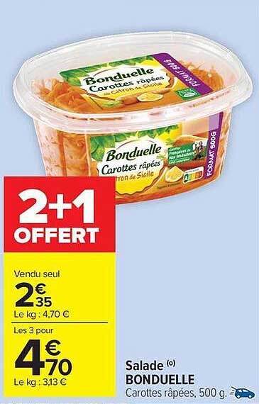 Salade (0) BONDUELLE Carottes râpées, 500 g.