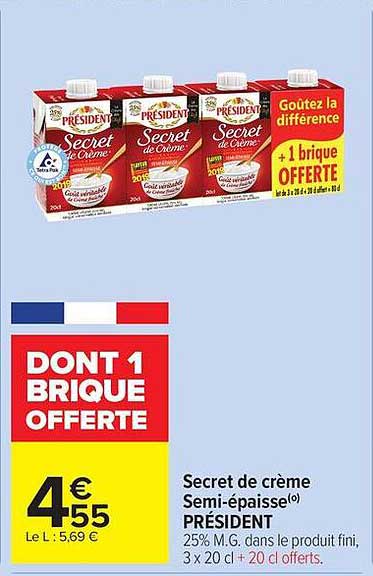 Secret de crème Semi-épaisse(°) PRÉSIDENT