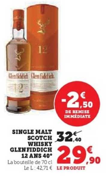 SINGLE MALT SCOTCH WHISKY GLENFIDDICH 12 ANS 40°