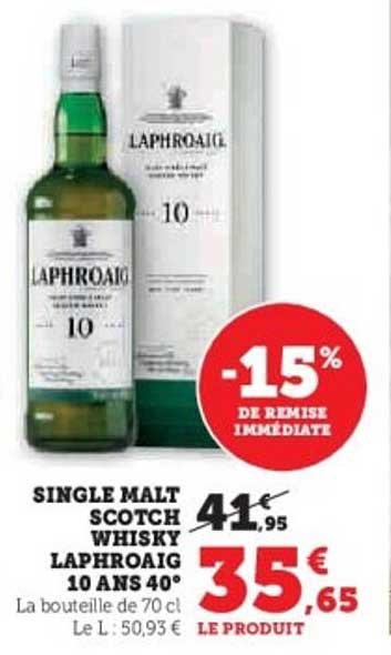 SINGLE MALT SCOTCH WHISKY LAPHROAIG 10 ANS