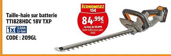 Taille-haie sur batterie TTI828HDC 18V TXP
