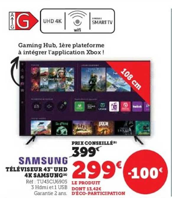 Téléviseur 43" UHD 4K Samsung