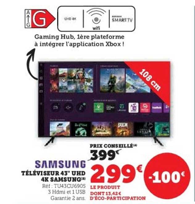 Téléviseur 43" UHD 4K Samsung