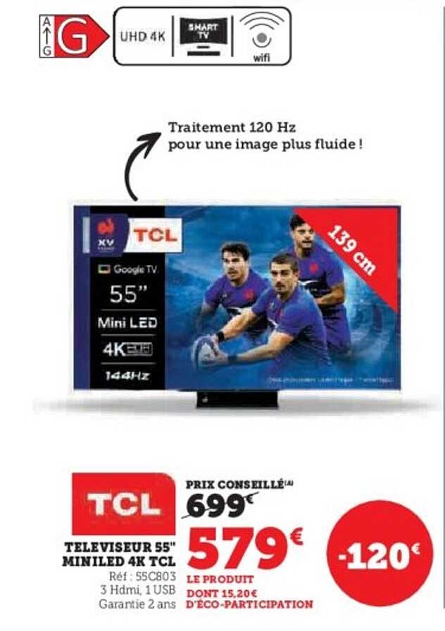 TELEVISEUR 55'' MINILED 4K TCL
