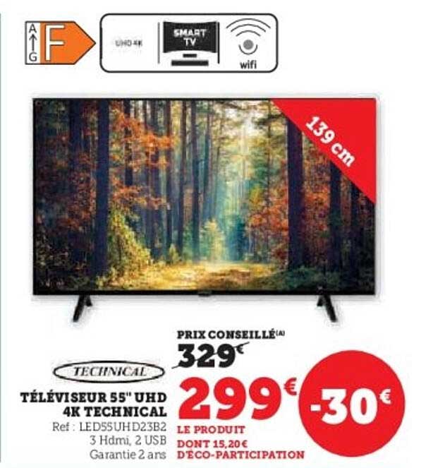 TÉLÉVISEUR 55" UHD 4K TECHNICAL