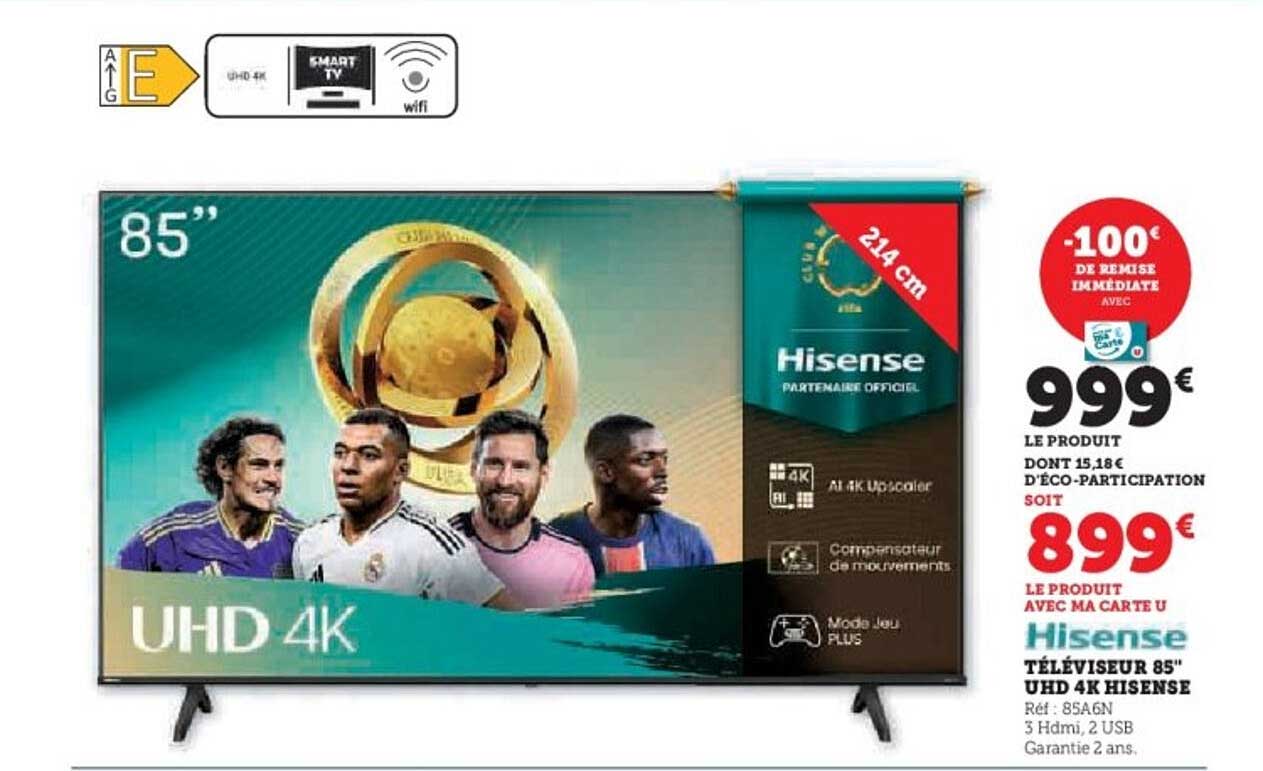 Téléviseur 85" UHD 4K Hisense