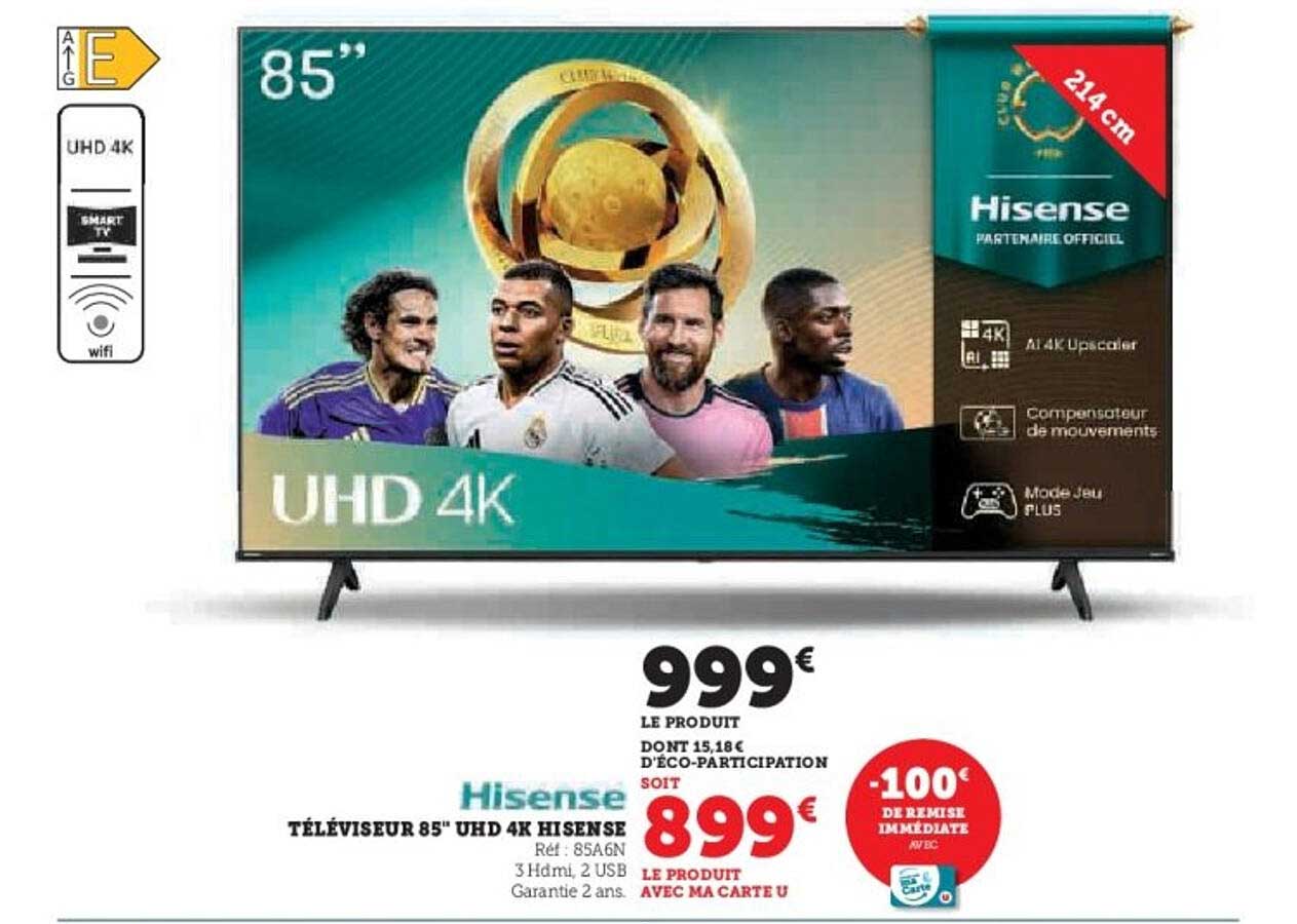 TÉLÉVISEUR 85" UHD 4K HISENSE