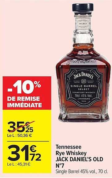 Tennessee Rye Whiskey JACK DANIEL’S OLD N°7