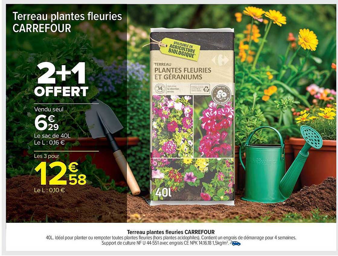 Terreau plantes fleuries CARREFOUR