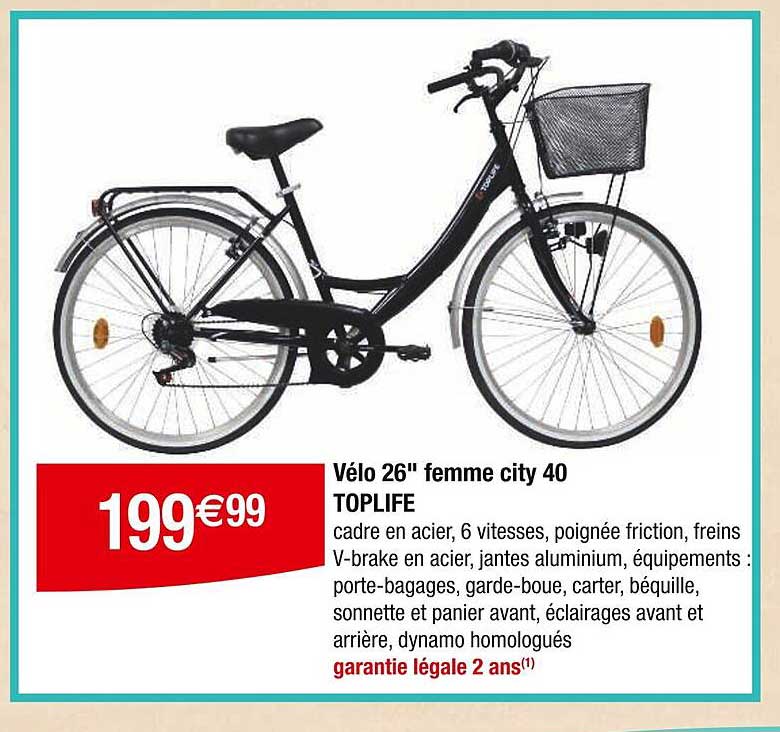 Vélo 26" femme city 40 TOPLIFE