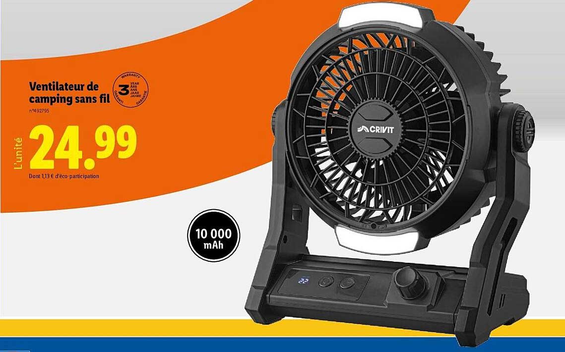 Ventilateur de camping sans fil