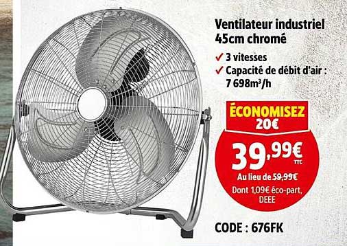 Ventilateur industriel 45cm chromé