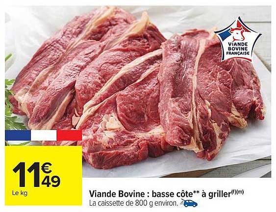 Viande Bovine : basse côte** à griller