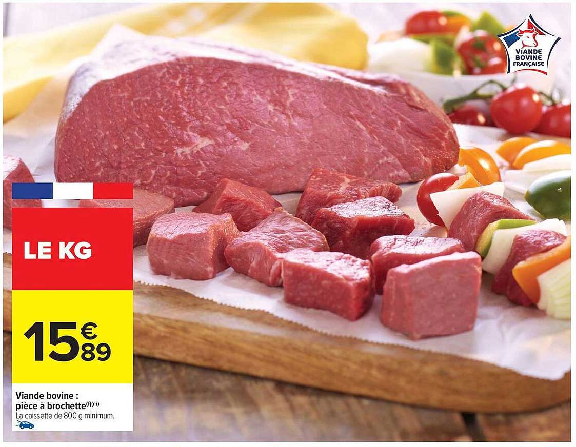 Viande bovine : pièce à brochette
