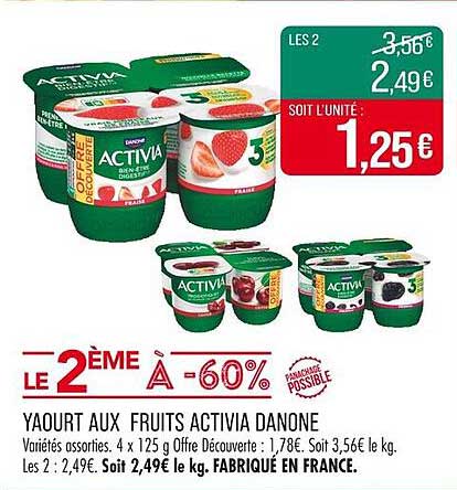 Yaourt aux fruits Activia Danone