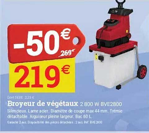 Broyeur de végétaux 2 800 W BVE2800