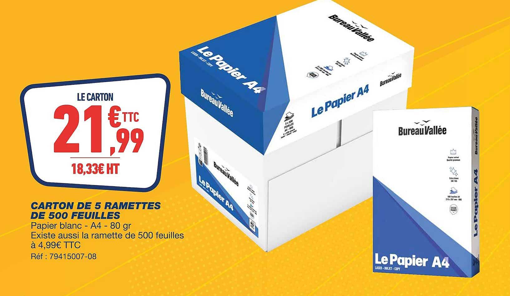 CARTON DE 5 RAMETTES DE 500 FEUILLES