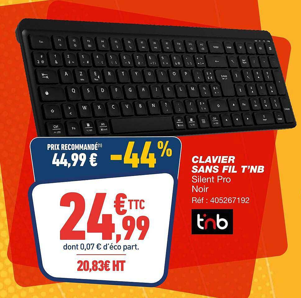 CLAVIER SANS FIL T’NB Silent Pro Noir