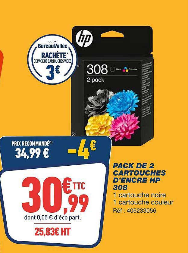 PACK DE 2 CARTOUCHES D’ENCRE HP 308