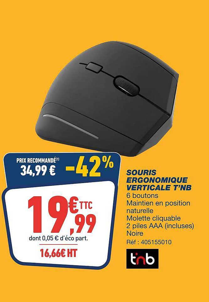 SOURIS ERGONOMIQUE VERTICALE TNB
