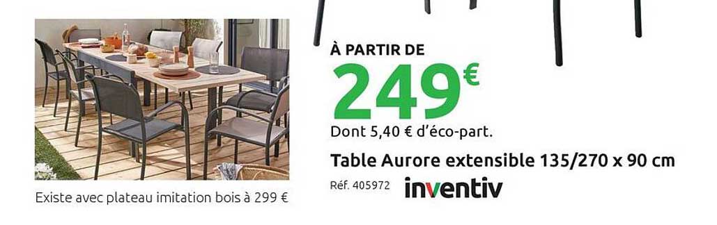 Table Aurore extensible 135/270 x 90 cm
