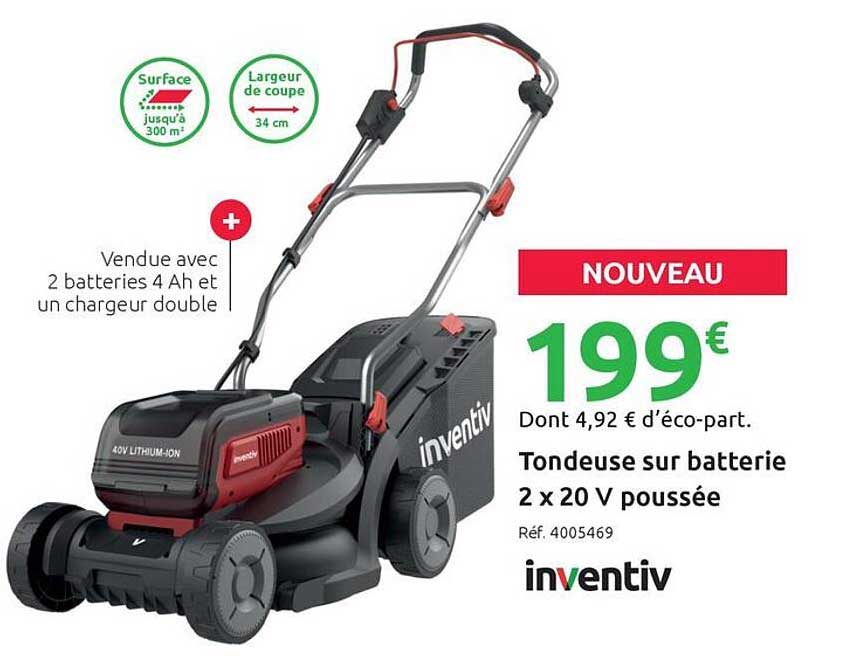 TONDEUSE SUR BATTERIE 2 X 20 V POUSSÉE