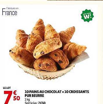10 PAINS AU CHOCOLAT + 10 CROISSANTS PUR BEURRE