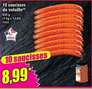 10 saucisses de volaille