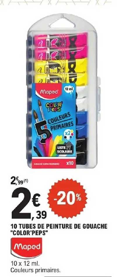10 TUBES DE PEINTURE DE GOUACHE "COLOR'PEPS"