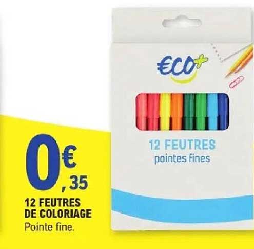 12 FEUTRES DE COLORIAGE Pointe fine.