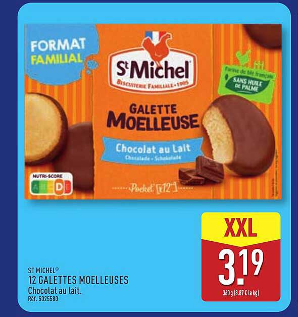 12 GALETTES MOELLEUSES Chocolat au lait.