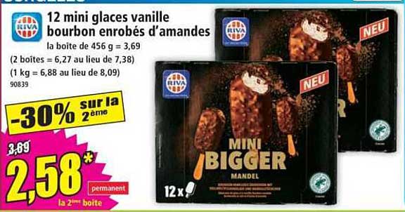 12 mini glaces vanille bourbon enrobés d’amandes