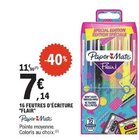 16 FEUTRES D'ÉCRITURE "FLAIR" PaperMate
