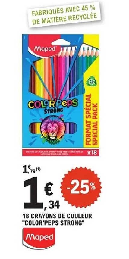 18 CRAYONS DE COULEUR "COLOR'PEPS STRONG"