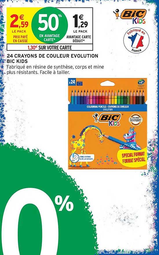 24 CRAYONS DE COULEUR EVOLUTION BIC KIDS