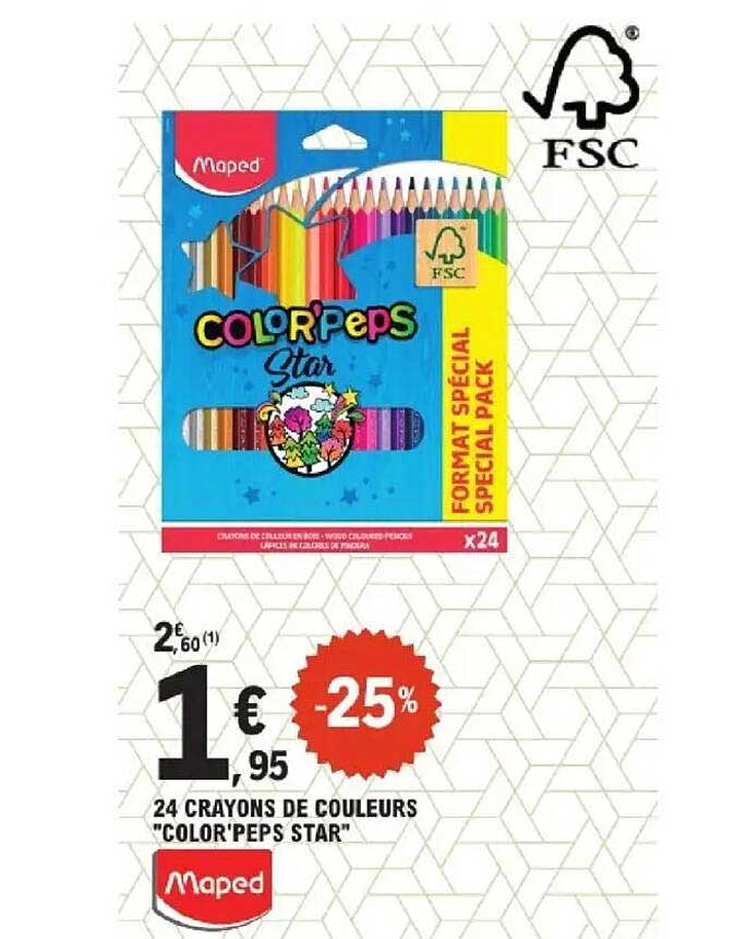 24 CRAYONS DE COULEURS "COLOR'PEPS STAR"