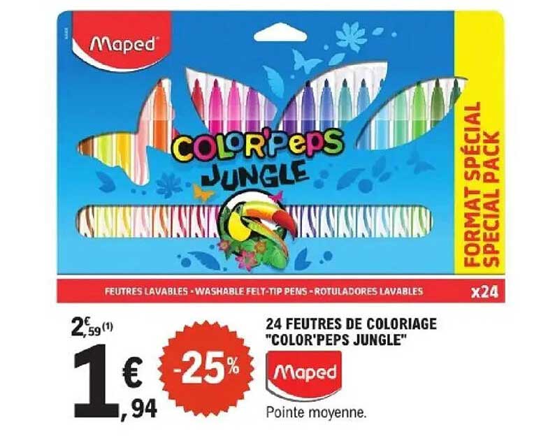 24 FEUTRES DE COLORIAGE "COLOR'PEPS JUNGLE"