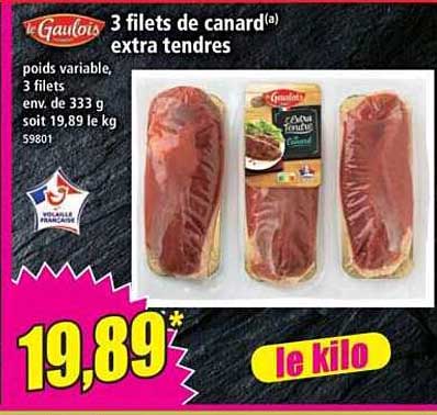 3 filets de canard(a) extra tendres