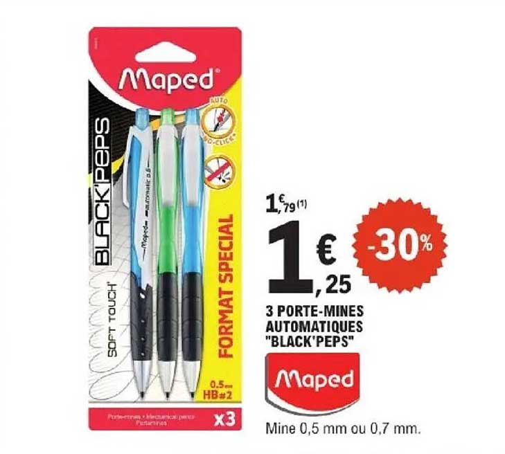 3 PORTE-MINES AUTOMATIQUES "BLACK'PEPS"