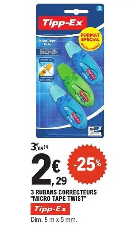 3 RUBANS CORRECTEURS "MICRO TAPE TWIST"