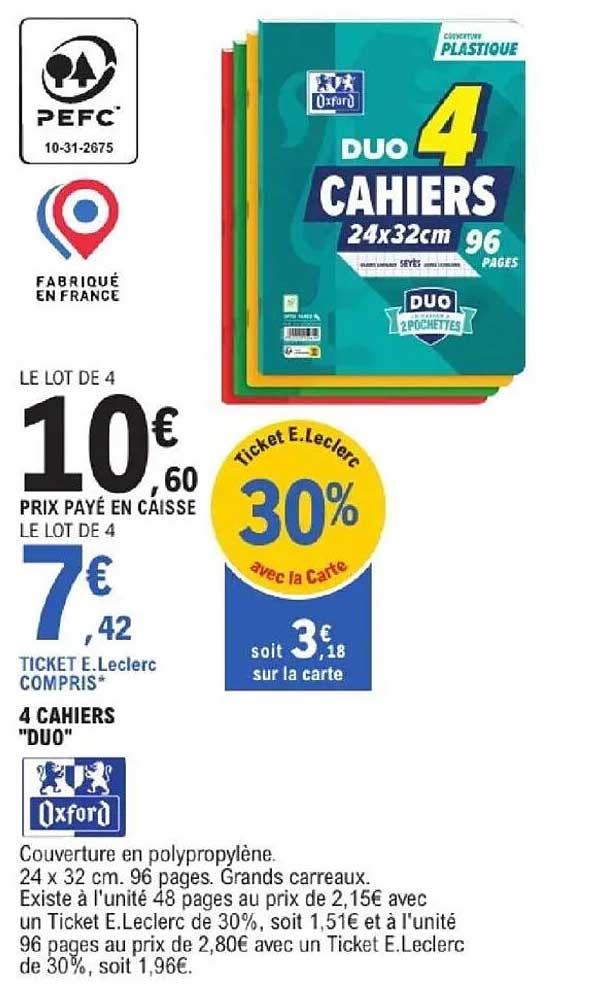 4 CAHIERS "DUO"