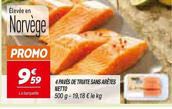 4 pavés de truite sans arêtes Netto