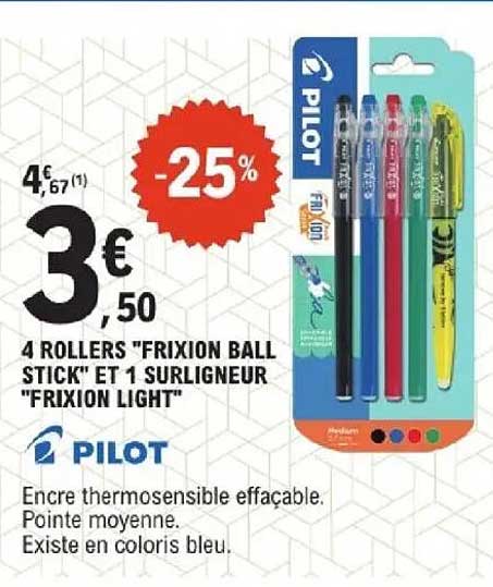 4 ROLLERS "FRIXION BALL STICK" ET 1 SURLIGNEUR "FRIXION LIGHT"