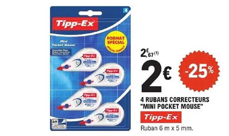 4 RUBANS CORRECTEURS "MINI POCKET MOUSE" Tipp-Ex
