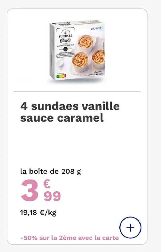 4 sundaes vanille sauce caramel